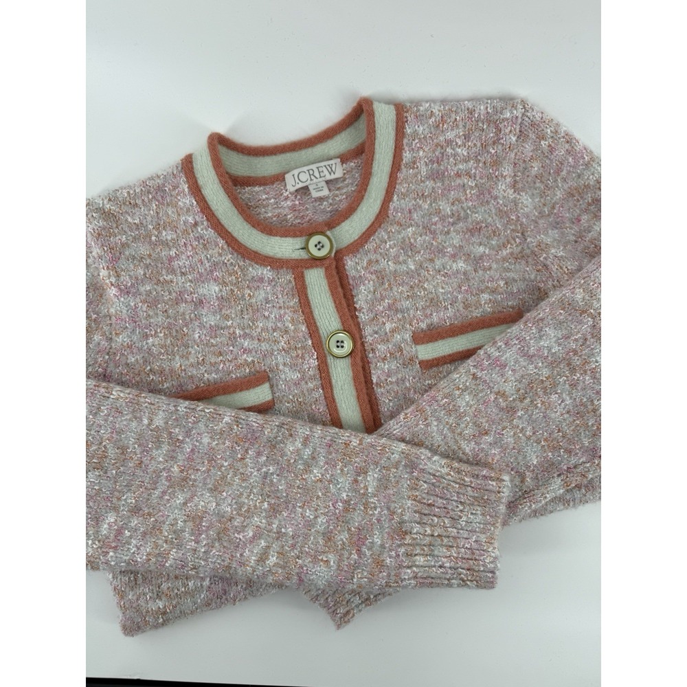 J.Crew S Sweater Womens Small Pink Marled Lady Jacket Button Up Preppy Office